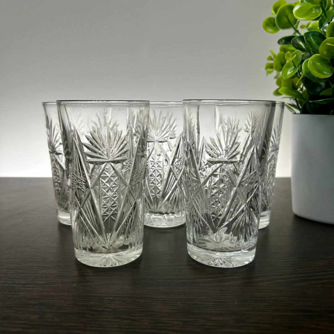 Стаканы для напитков. Качественный хрусталь, рисунок от формы. Винтаж, СССР. Цена за 1шт. Картинка 2